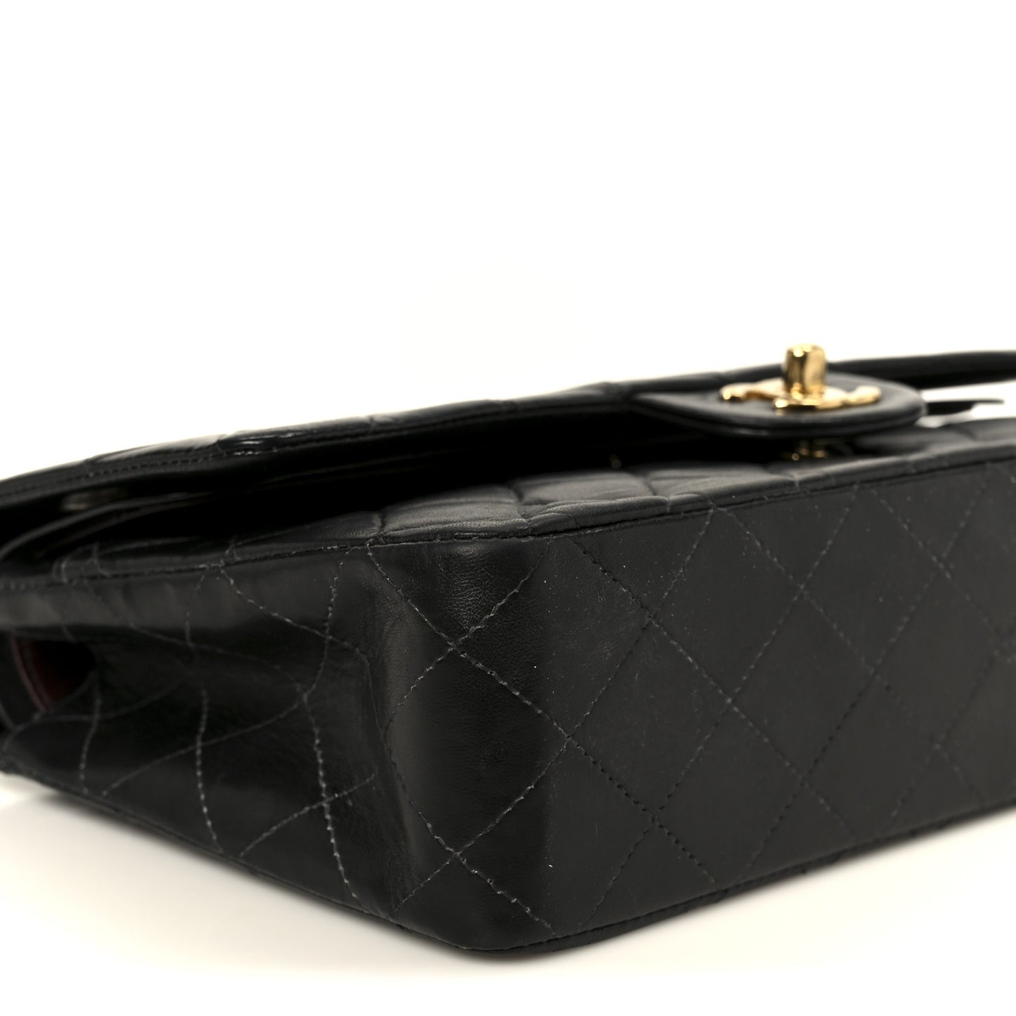 Lambskin Quilted Medium Double Flap Black