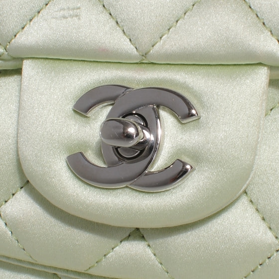 Chanel Satin Quilted Medium Flap Mint Green 5 of 9