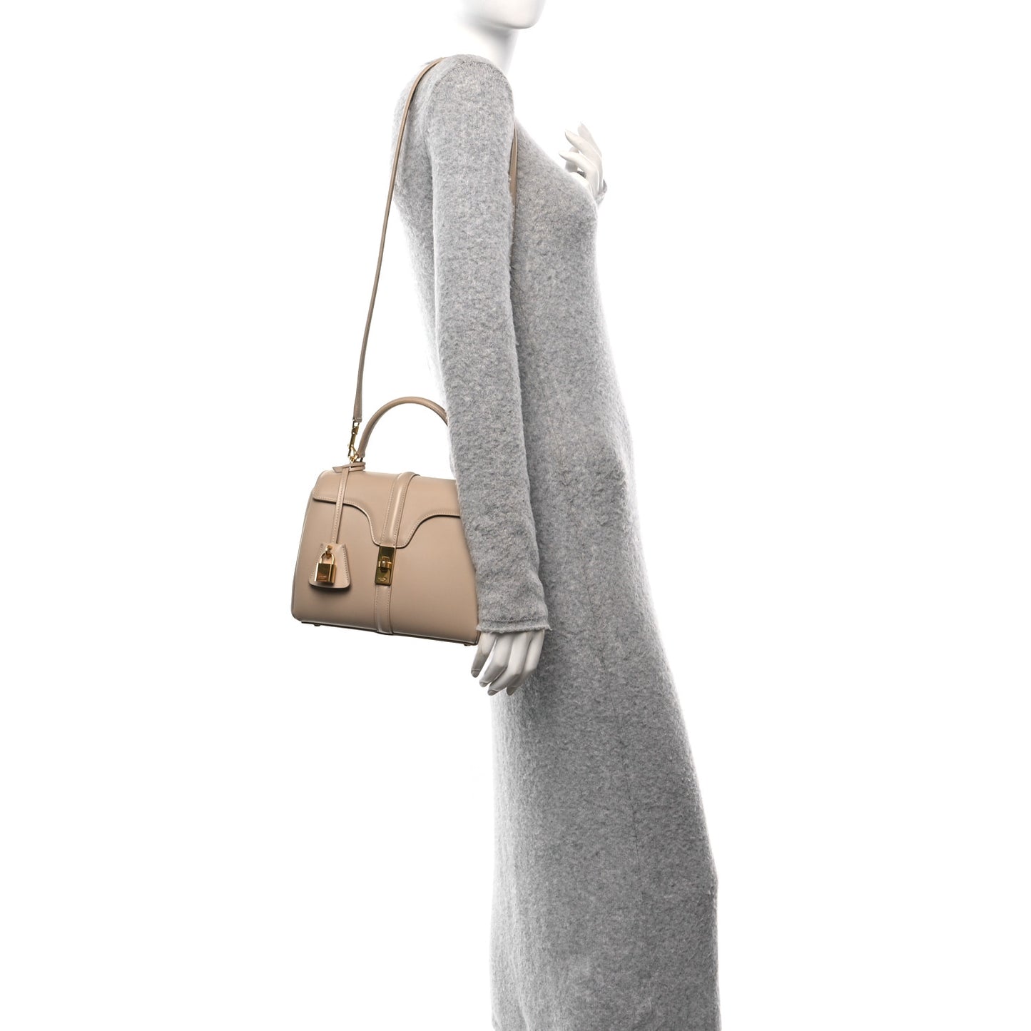 Satinated Calfskin Small 16 Top Handle Bag Nude