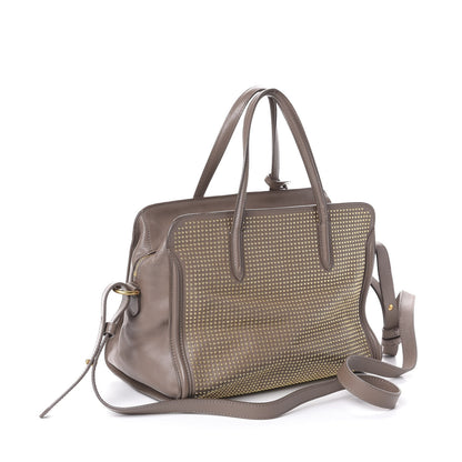 Alexander McQueen Calfskin Small Studded Padlock Zip Around Tote Taupe 4 of 10