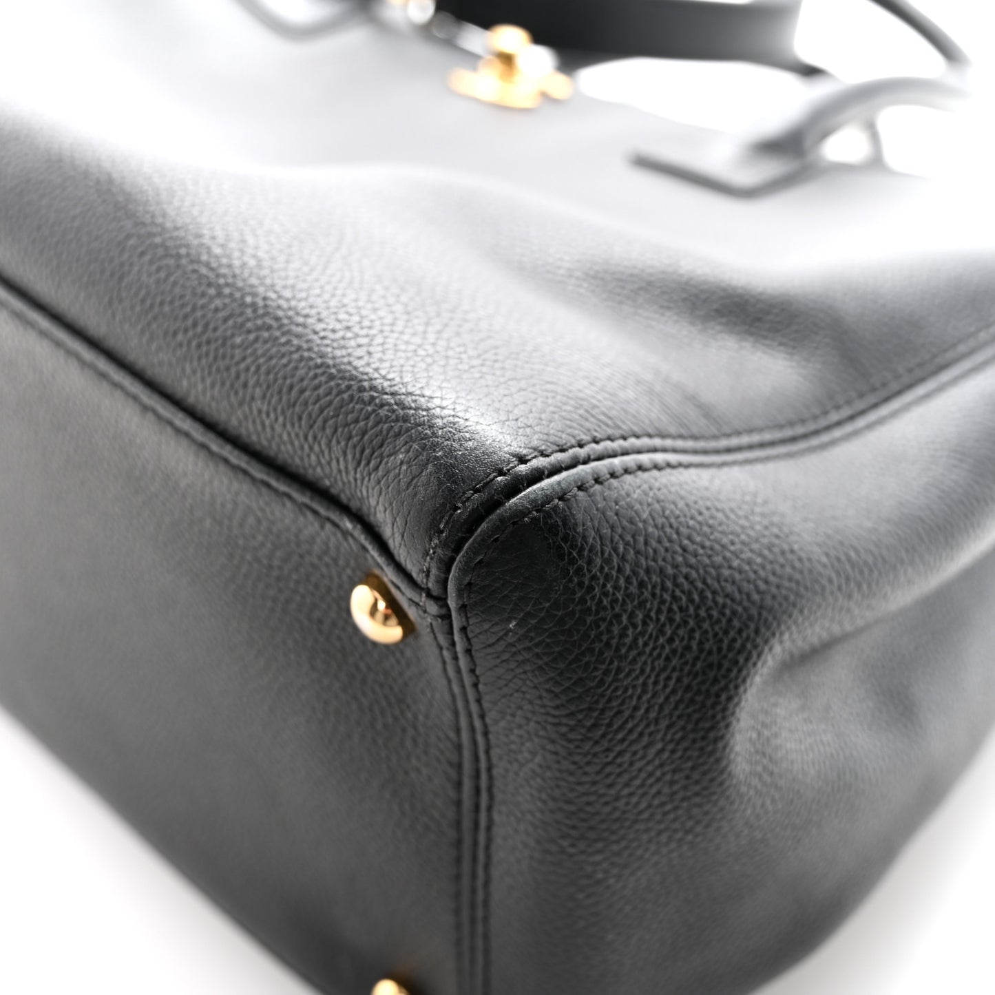 Calfskin Cerf Executive Shopper Tote Black
