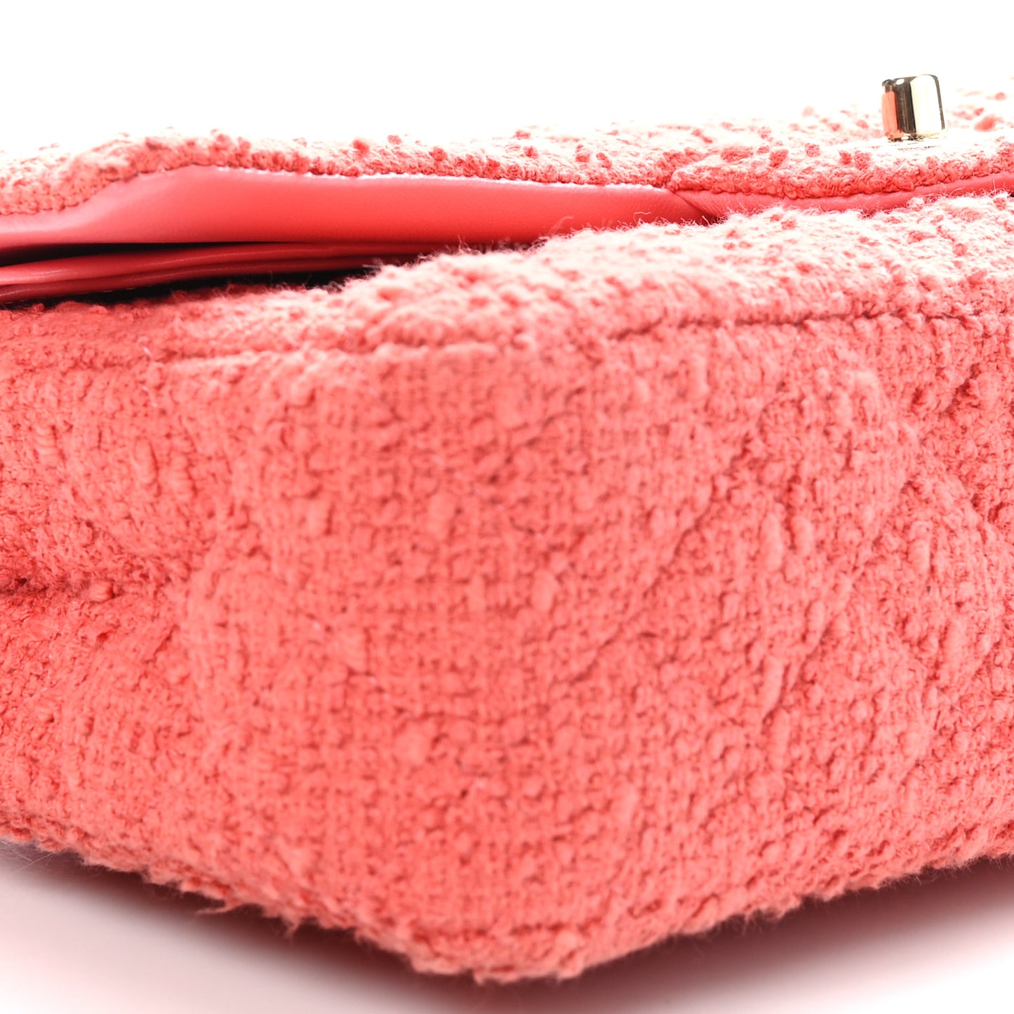 Tweed Quilted Medium Double Flap Dark Pink