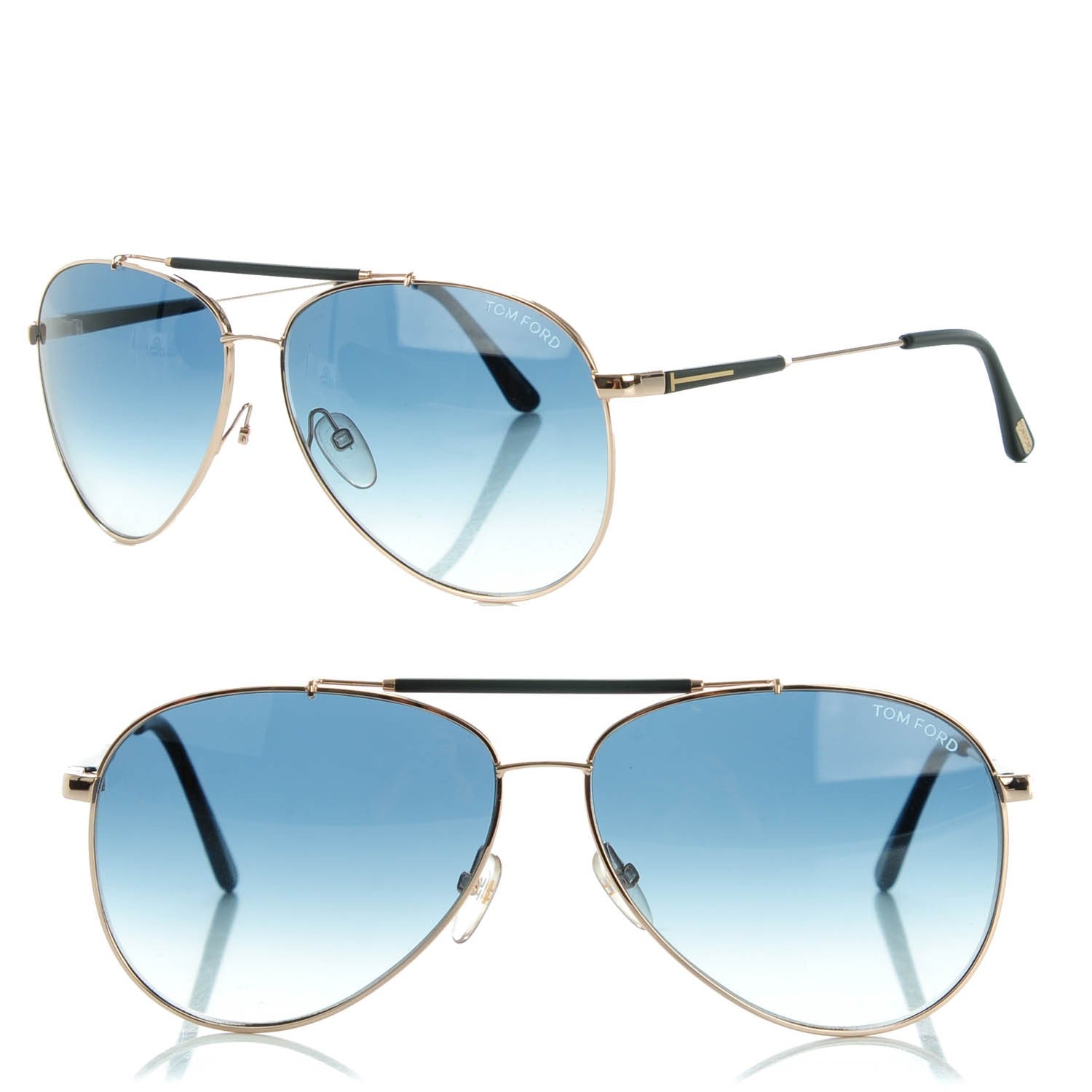 Tom Ford Rick Aviator Sunglasses TF378 Rose Gold Blue 1 of 8