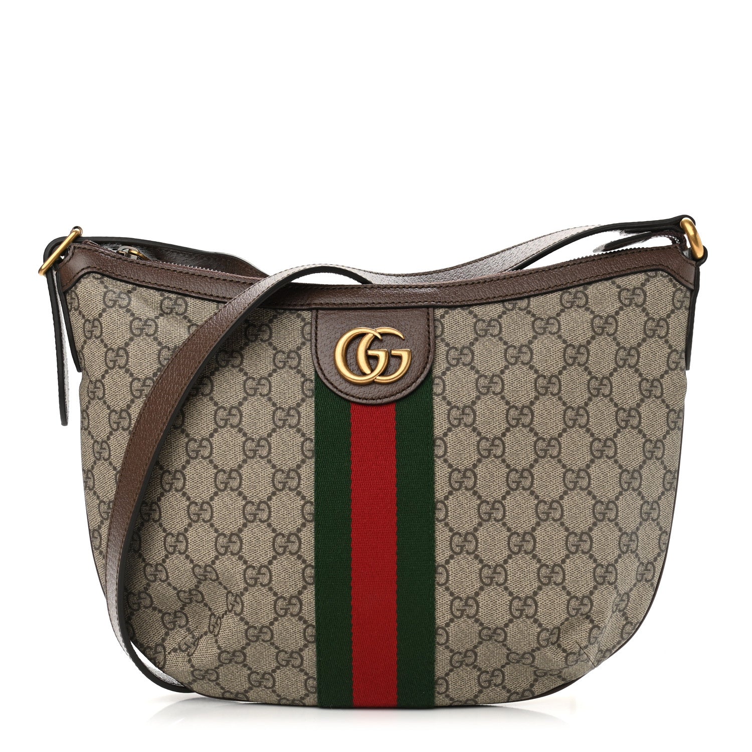 Gucci GG Supreme Monogram Web Small Ophidia Half Moon Hobo Brown 1 of 10