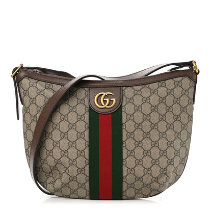 Gucci GG Supreme Monogram Web Small Ophidia Half Moon Hobo Brown 1 of 10