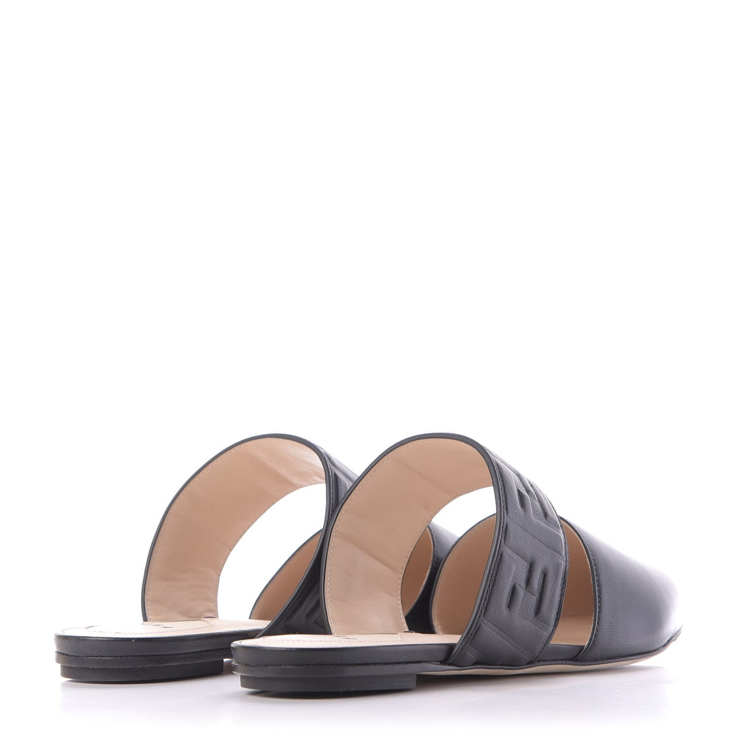 Nappa FF Embossed Flat Mules 37 Black