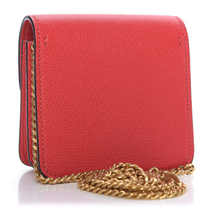 Valentino Garavani Grainy Calfskin Vlogo Compact Wallet with Chain Rouge Pur 3 of 8