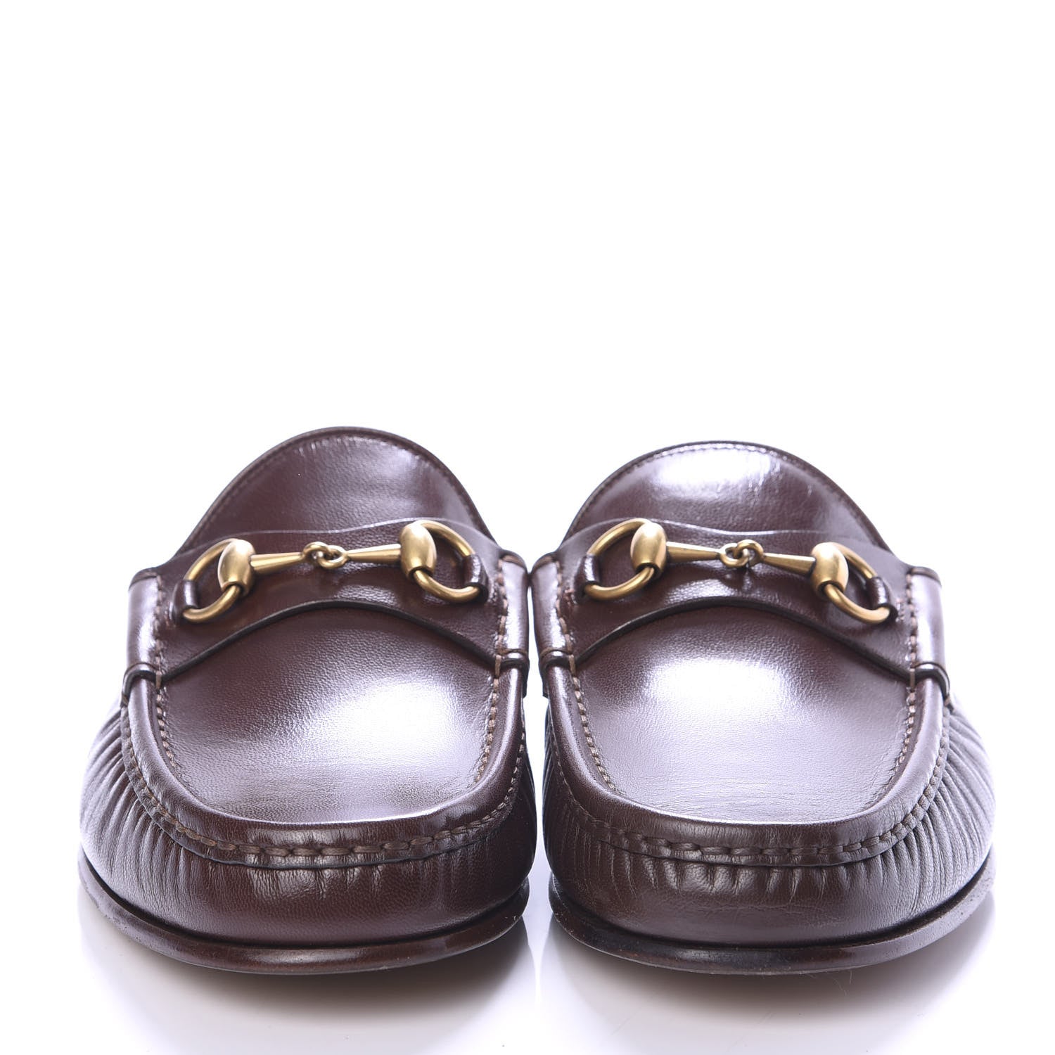 Gucci Goatskin Mens Horsebit Slippers 8.5 Light Brown 2 of 9