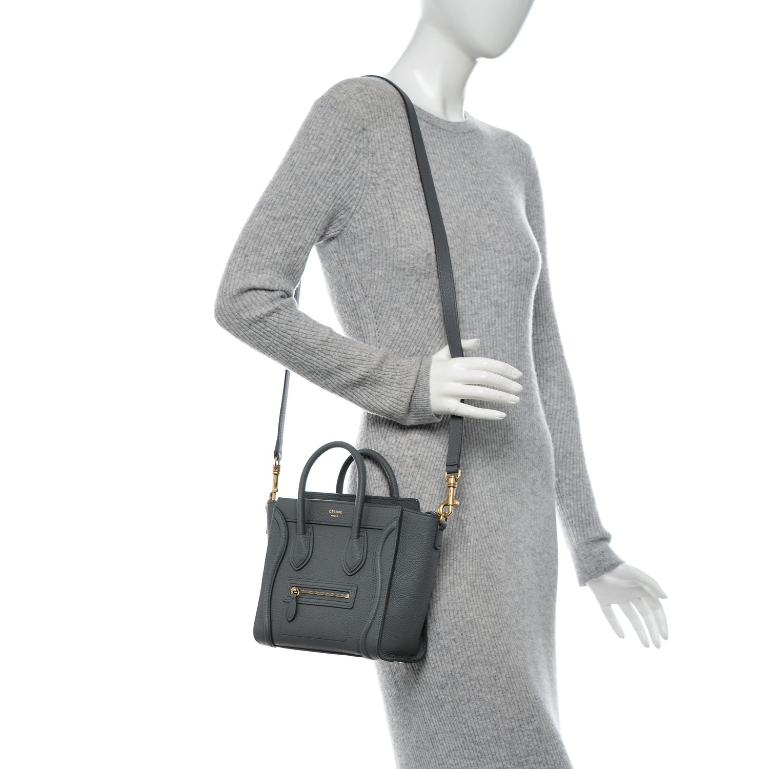 Celine Baby Grained Calfskin Nano Luggage Kohl 2 of 6