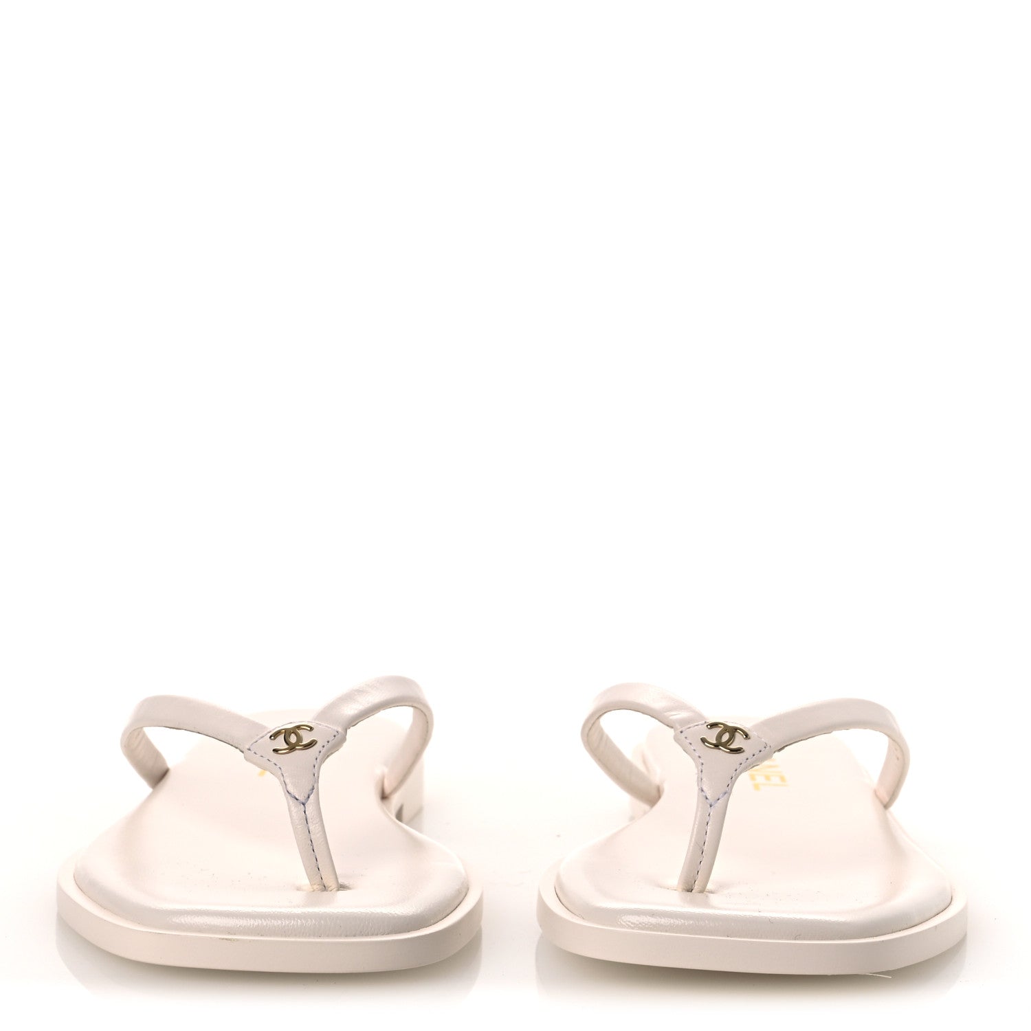 Chanel Goatskin CC Times Square Thong Sandals 37.5 White 3 of 14