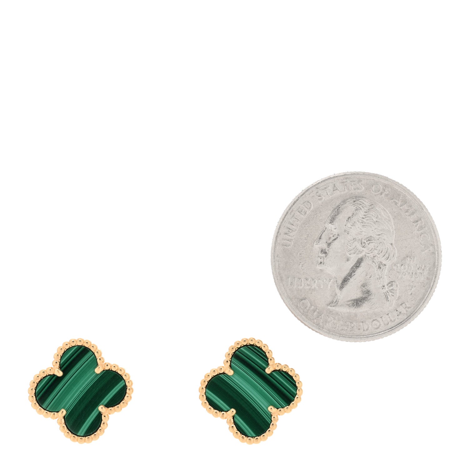 Van Cleef & Arpels 18K Yellow Gold Malachite Vintage Alhambra Earrings 2 of 5