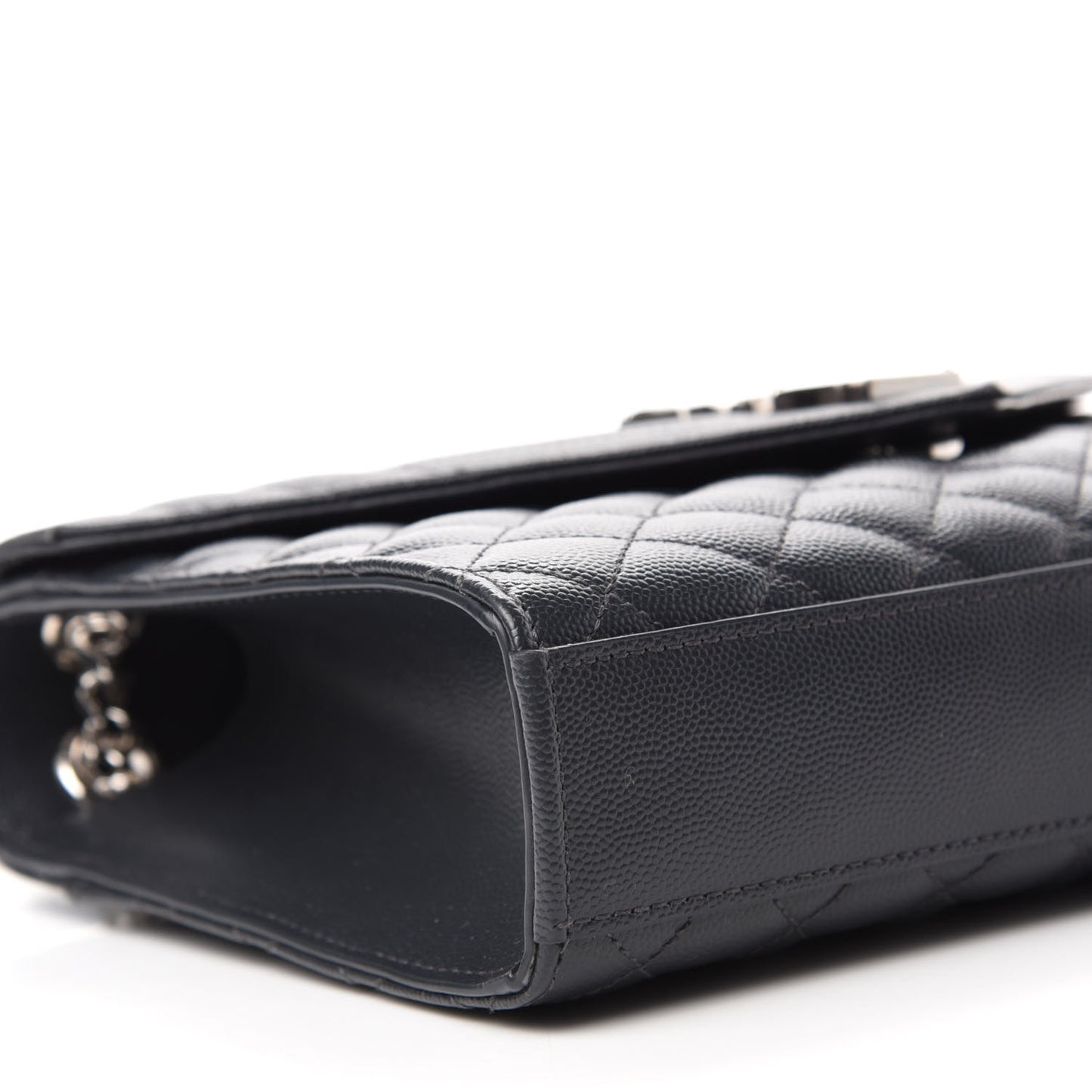 Grain De Poudre Textured Mixed Matelasse Triquilt Medium Monogram Satchel Deep Marine