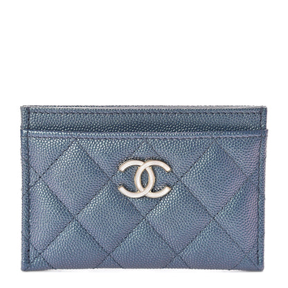 Chanel Iridescent Caviar Quilted Card Holder Dark Blue 1 of 8