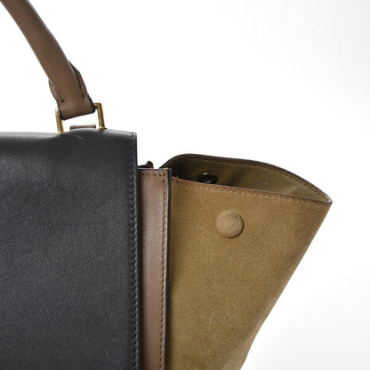 Celine Smooth Calfskin Suede Medium Tri-Color Trapeze Olive 9 of 31