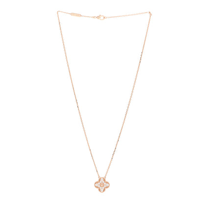 Van Cleef & Arpels 18K Rose Gold Diamond Vintage Alhambra Pendant Necklace 3 of 6
