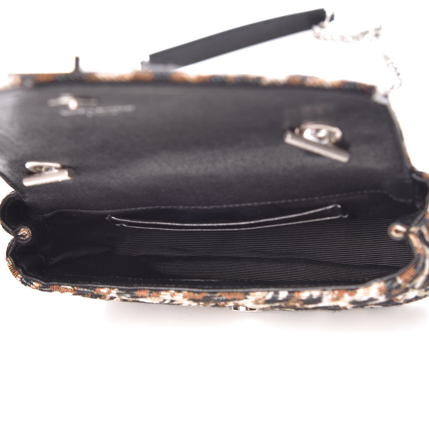 Saint Laurent Jacquard Leopard Matelasse Chevron Monogram Baby Chain Bag Black 5 of 9
