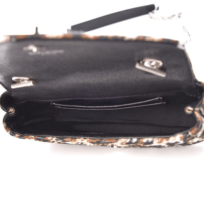 Saint Laurent Jacquard Leopard Matelasse Chevron Monogram Baby Chain Bag Black 5 of 9