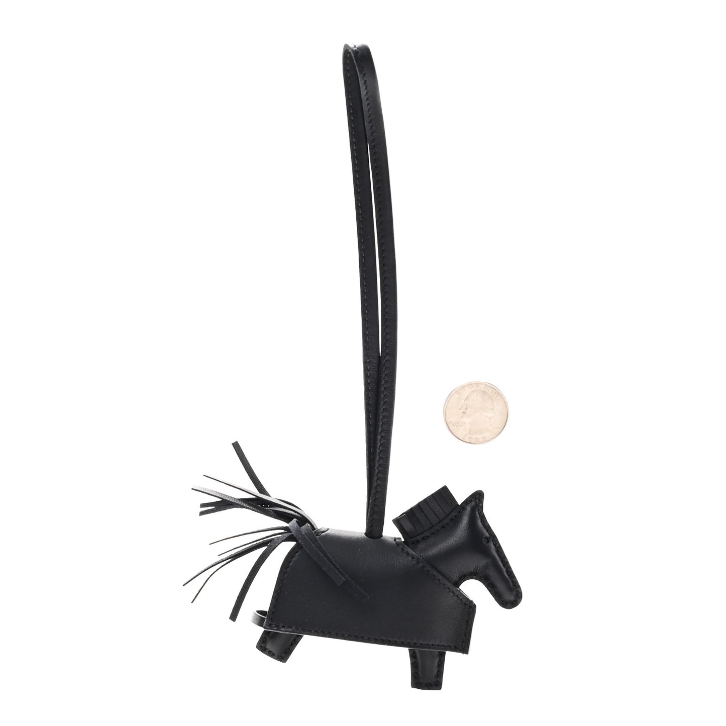 Milo Lambskin Studded Grigri Rodeo Robeo Rock Horse Bag Charm PM Black