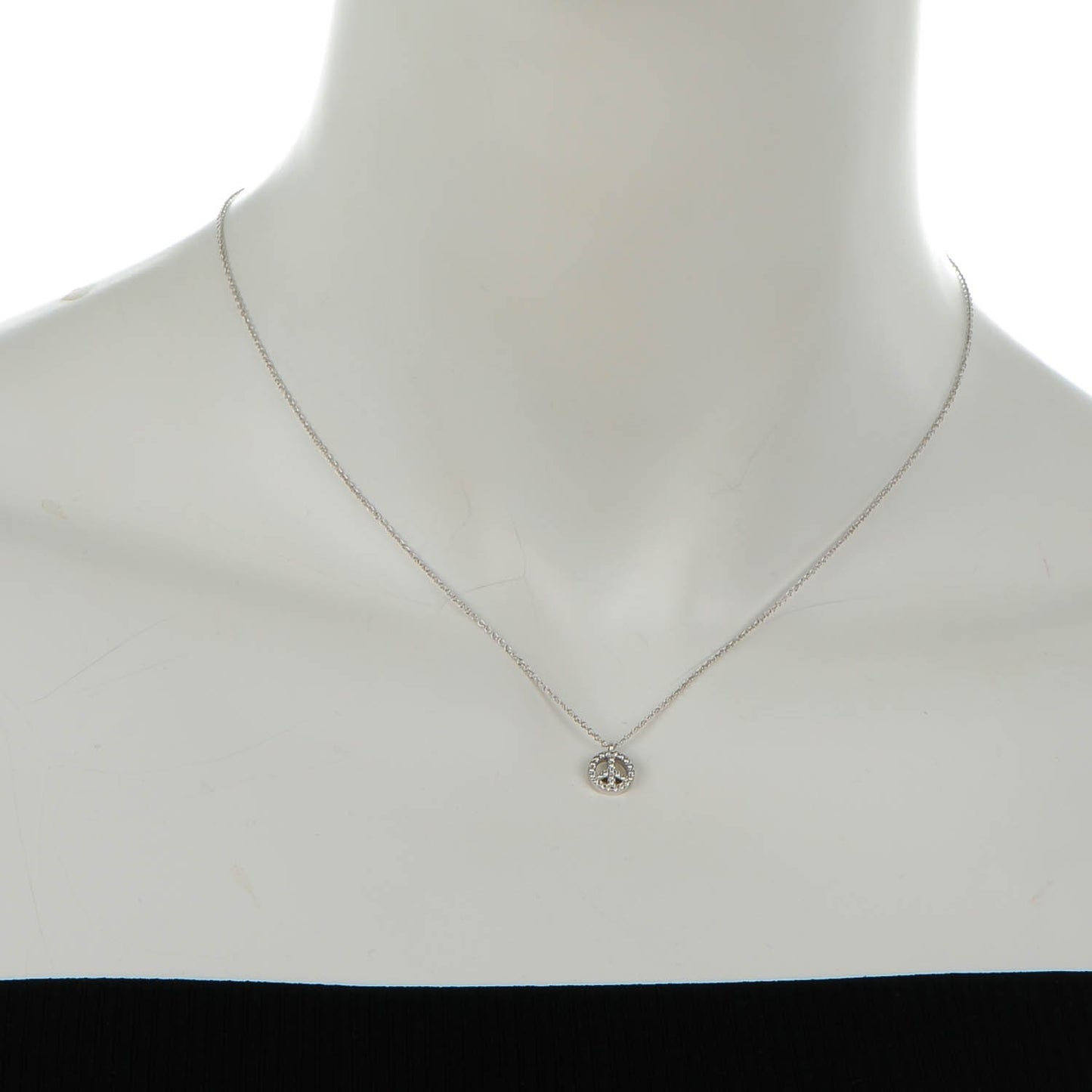 18K White Gold Diamond Metro Peace Pendant Necklace