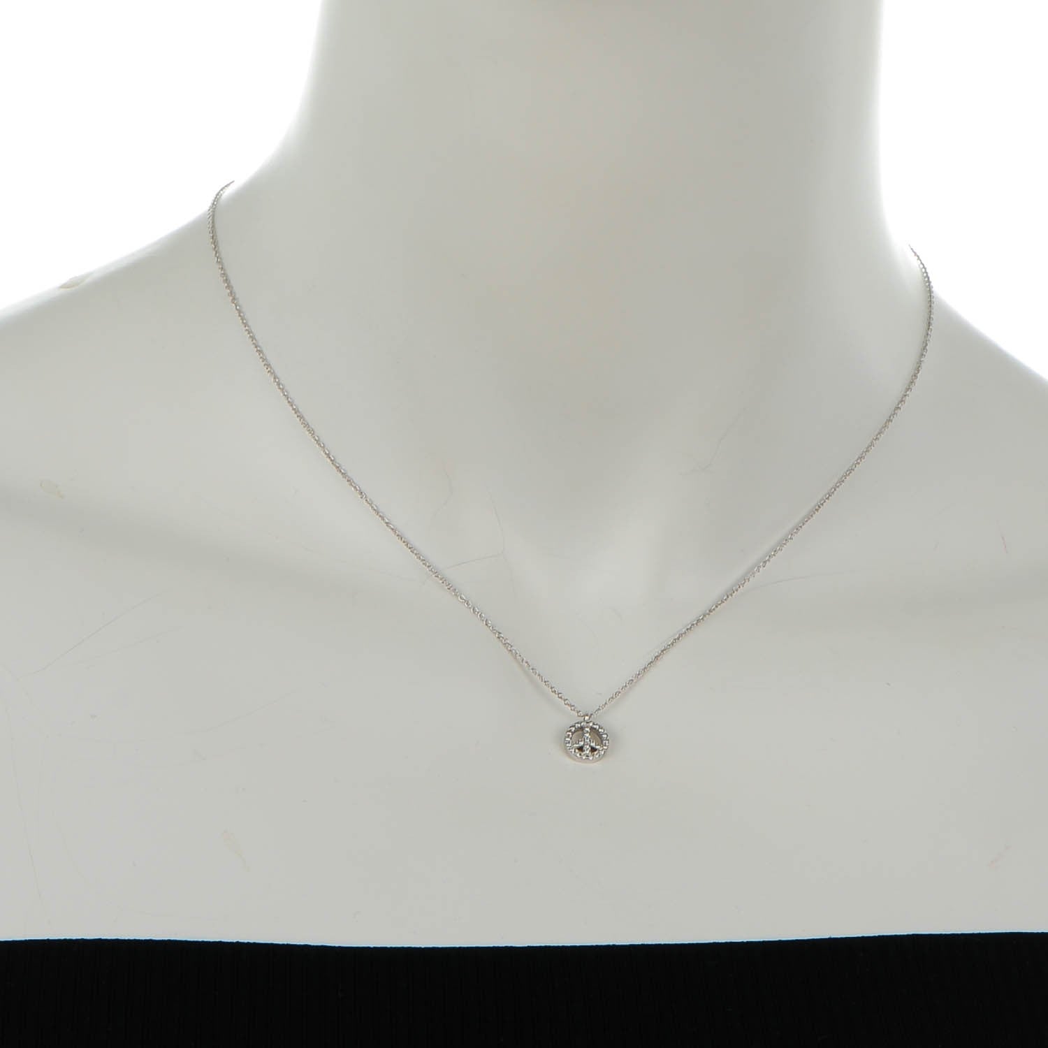 Tiffany 18K White Gold Diamond Metro Peace Pendant Necklace 2 of 6