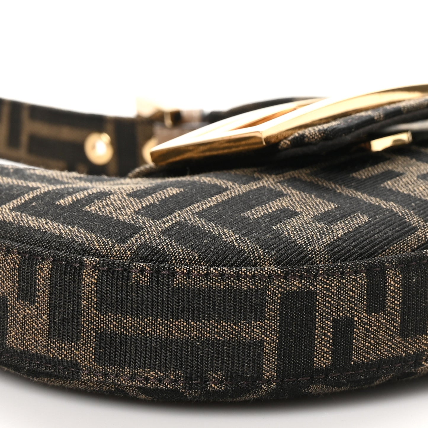 Fabric Jacquard FF 1974 Mini Cookie Hobo Bag Tobacco Moro