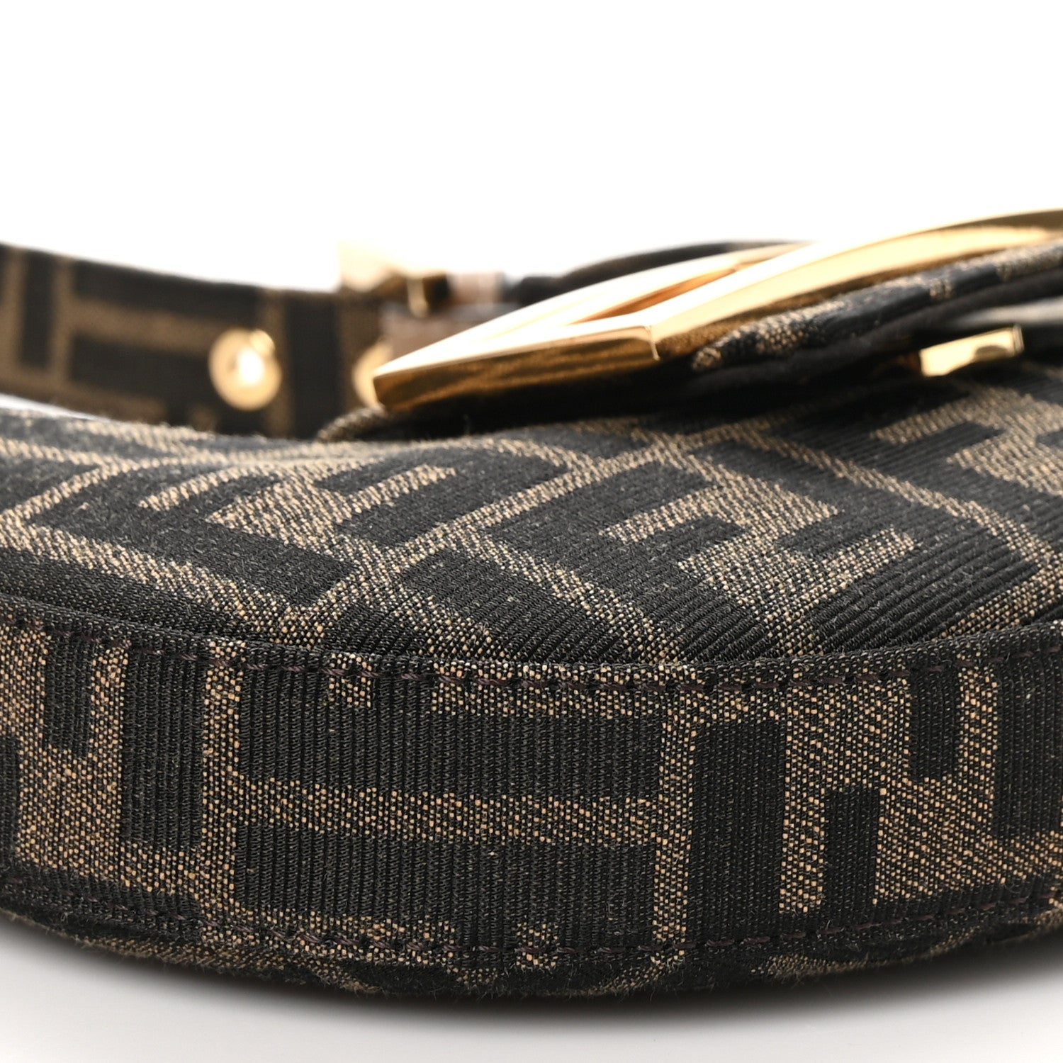 Fendi Fabric Jacquard FF 1974 Mini Cookie Hobo Bag Tobacco Moro 9 of 10