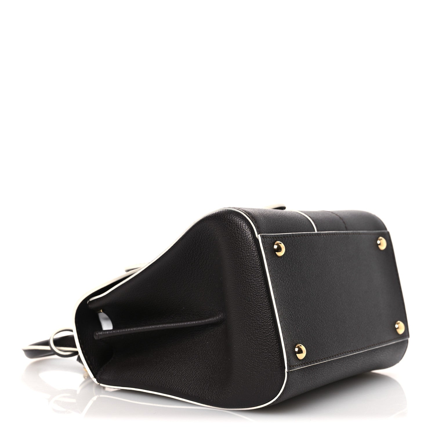 Delvaux Grained Calfskin Bi-Color Brillant Mini Satchel Black