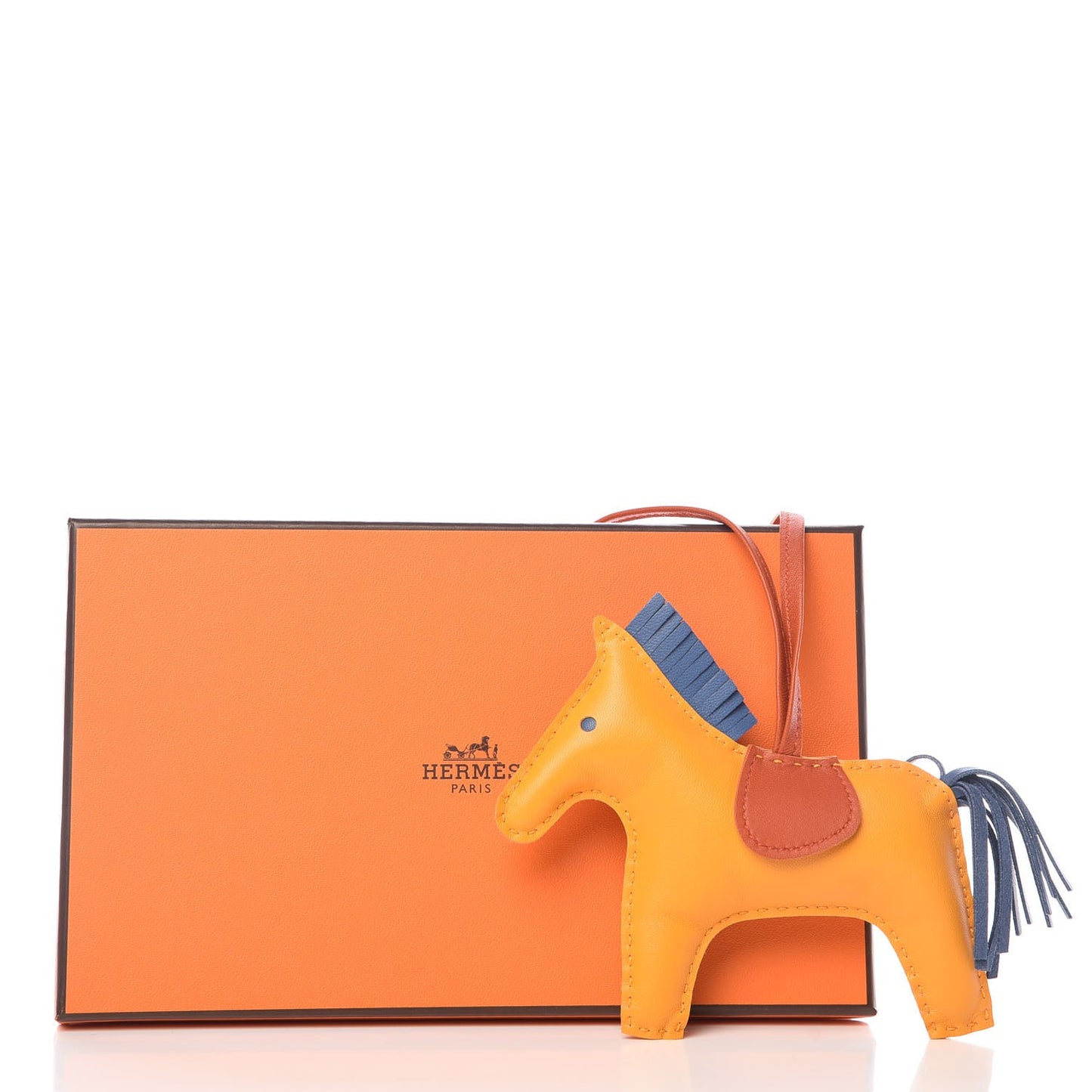 Milo Lambskin Grigri Rodeo Horse Bag Charm MM Jaune D'Or Bleu Agate Cornaline