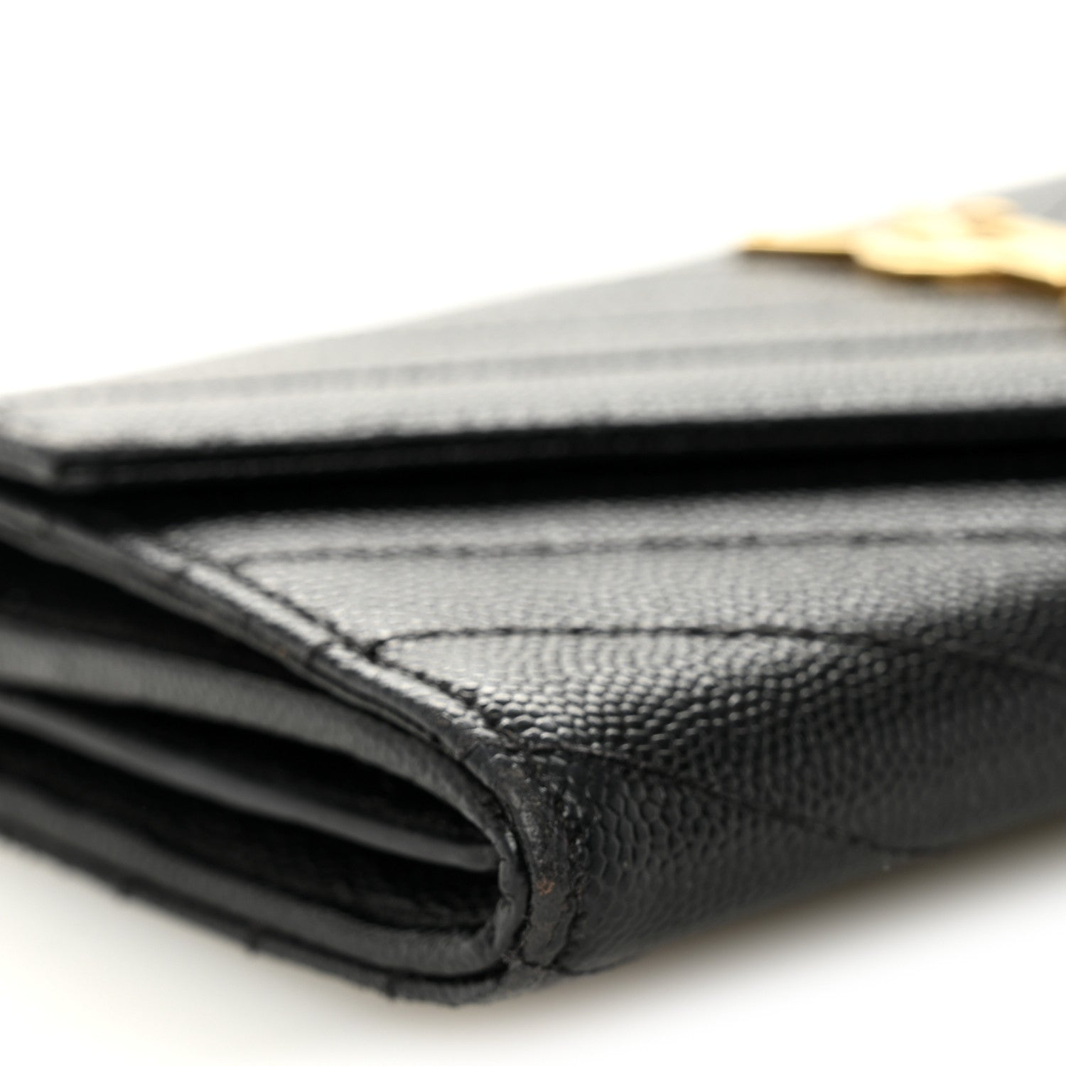 Saint Laurent Grain De Poudre Matelasse Chevron Monogram Flap Wallet Black 8 of 8