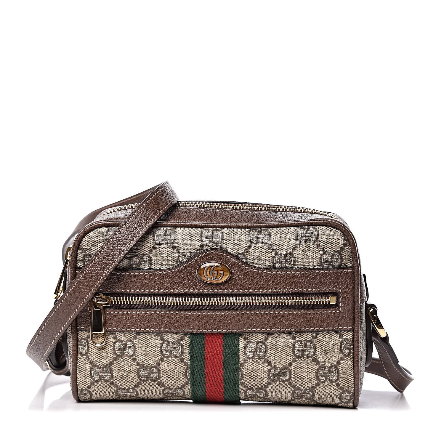 GG Supreme Monogram Web Mini Ophidia Shoulder Bag Brown