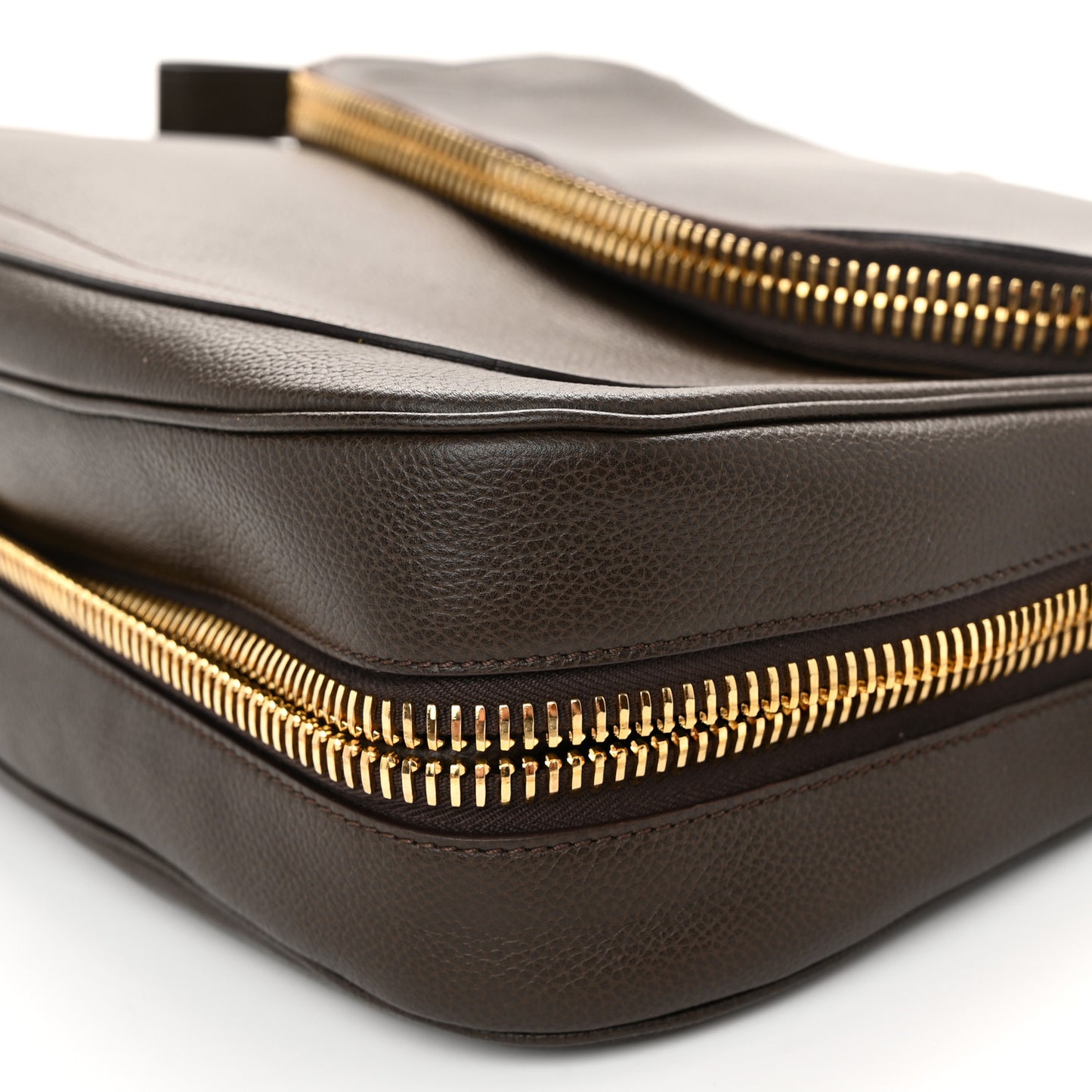 Grained Calfskin Large Jennifer Crossbody Bag Brown