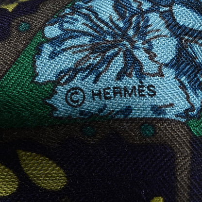 Hermes Cashmere Silk La Danse Du Cheval Shawl 140 Noir Vert Turquoise 8 of 8