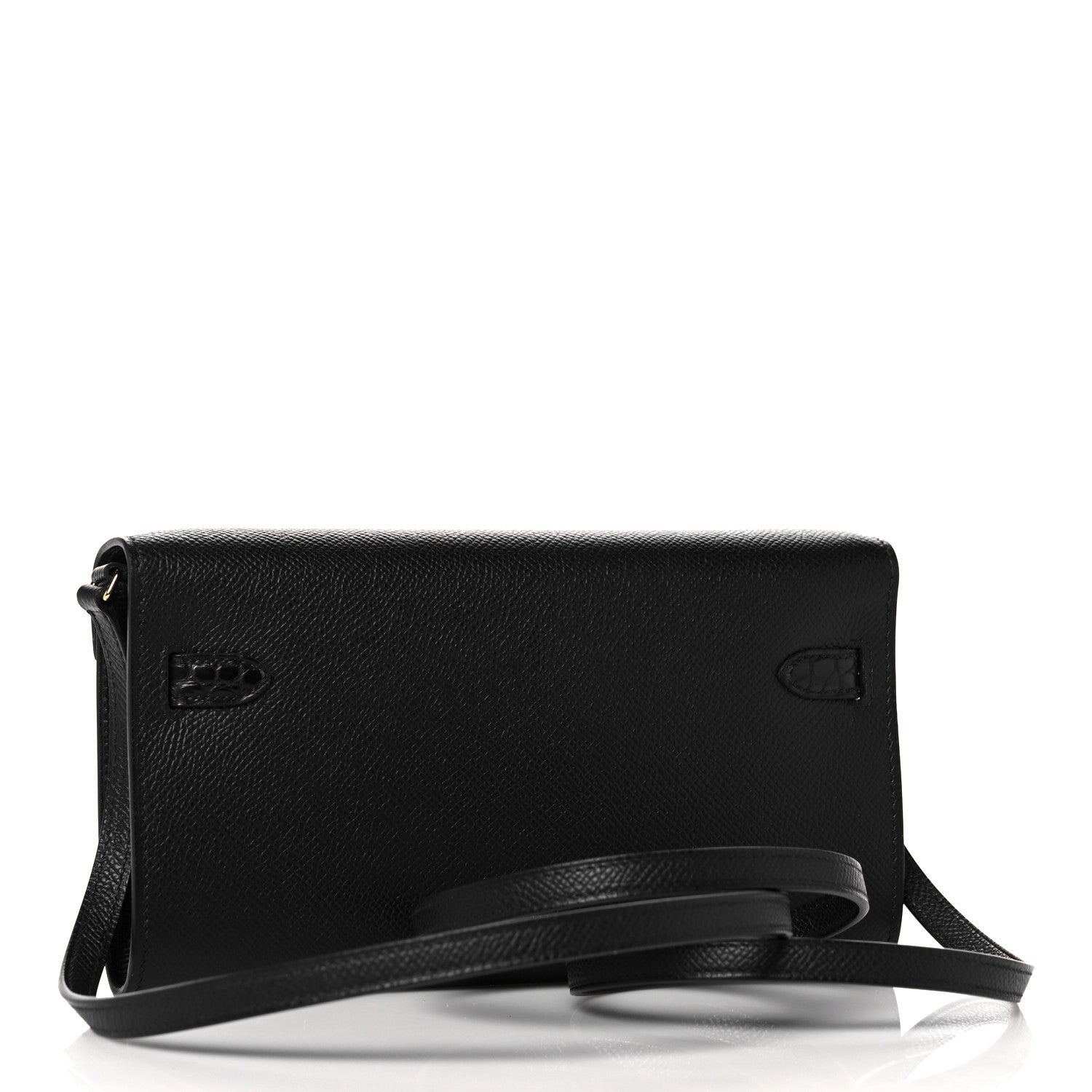 Hermes Epsom Matte Alligator Touch Kelly Wallet To Go Black 3 of 10