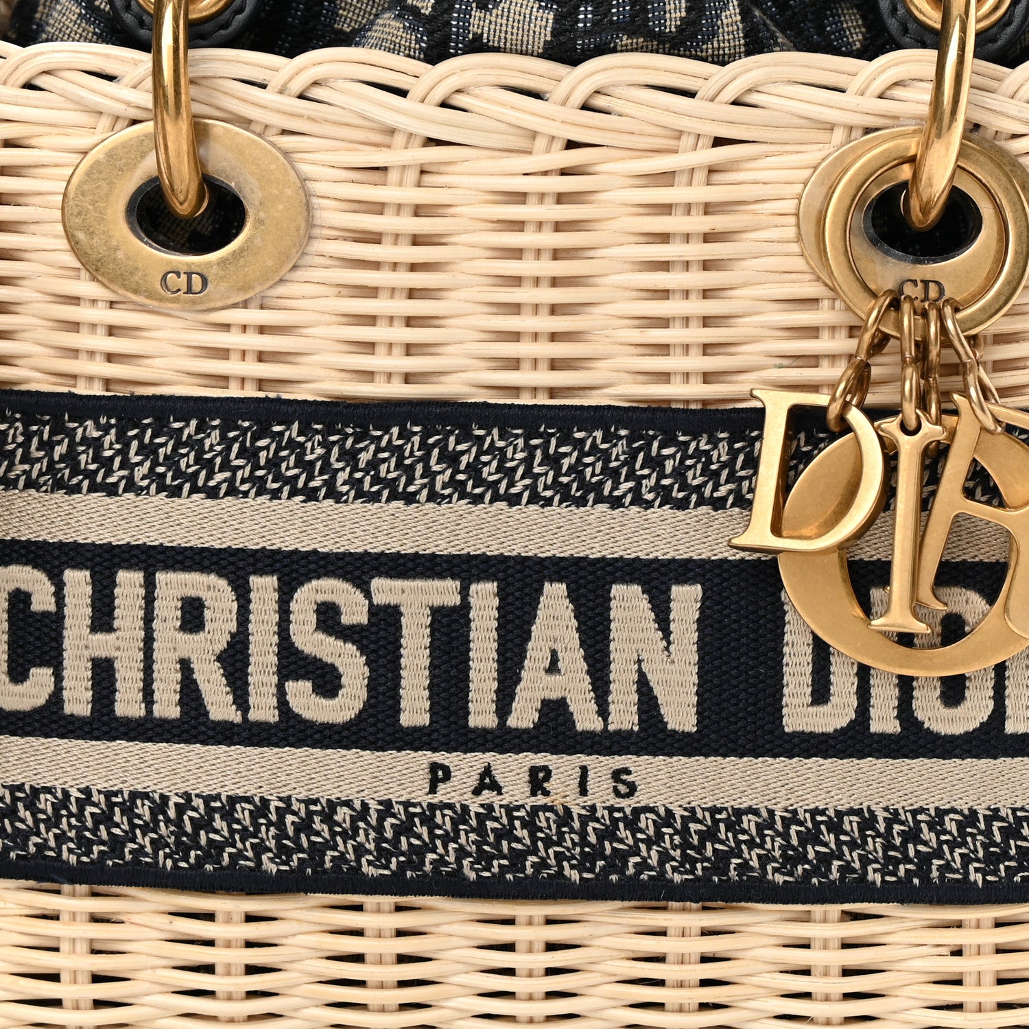 Christian Dior Wicker Oblique Mini Lady Dior Bag Blue 7 of 9