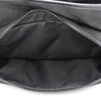 Gucci Nylon Monogram Double Buckle Flap Messenger Bag Black 7 of 14