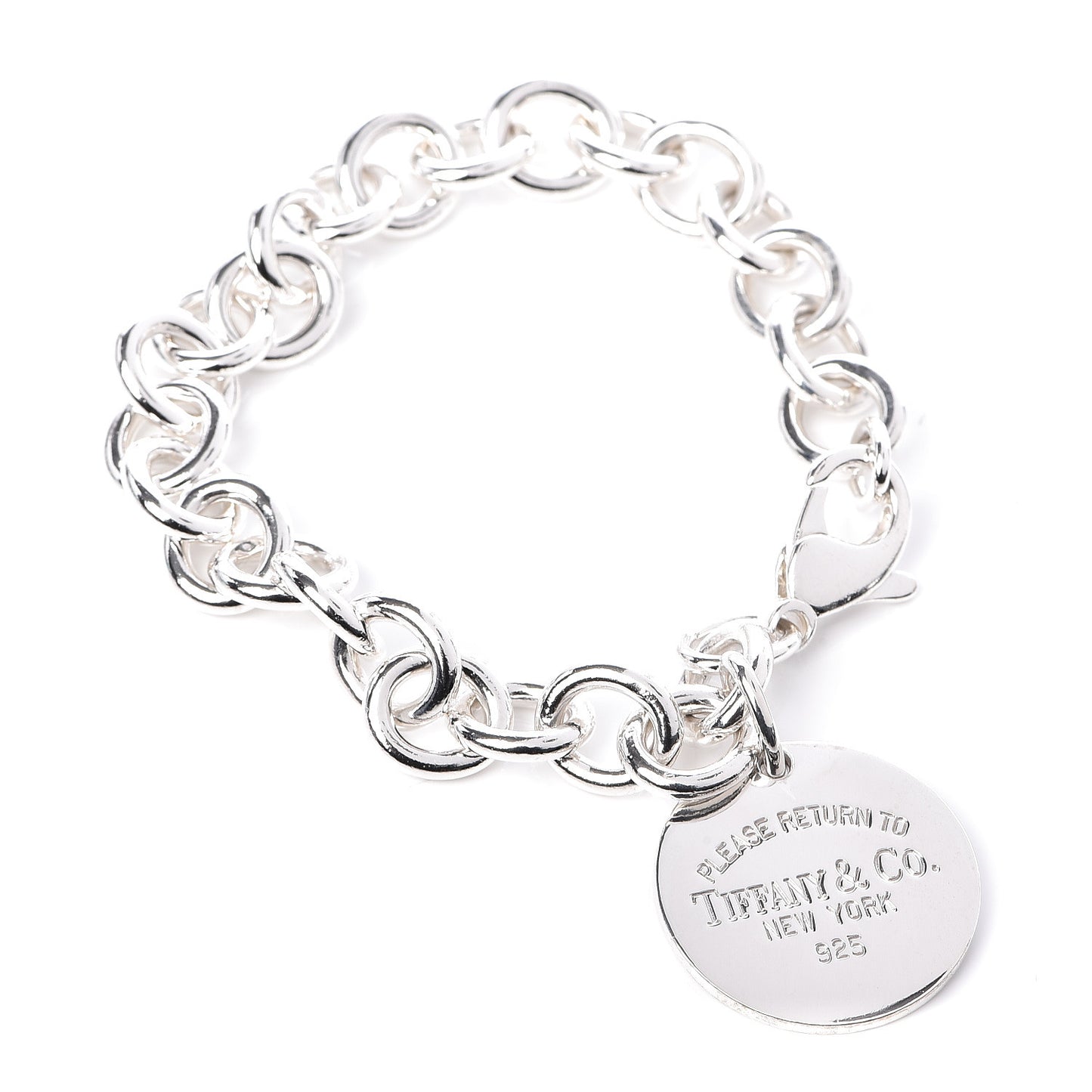 Sterling Silver Return to Round Tag Charm Bracelet