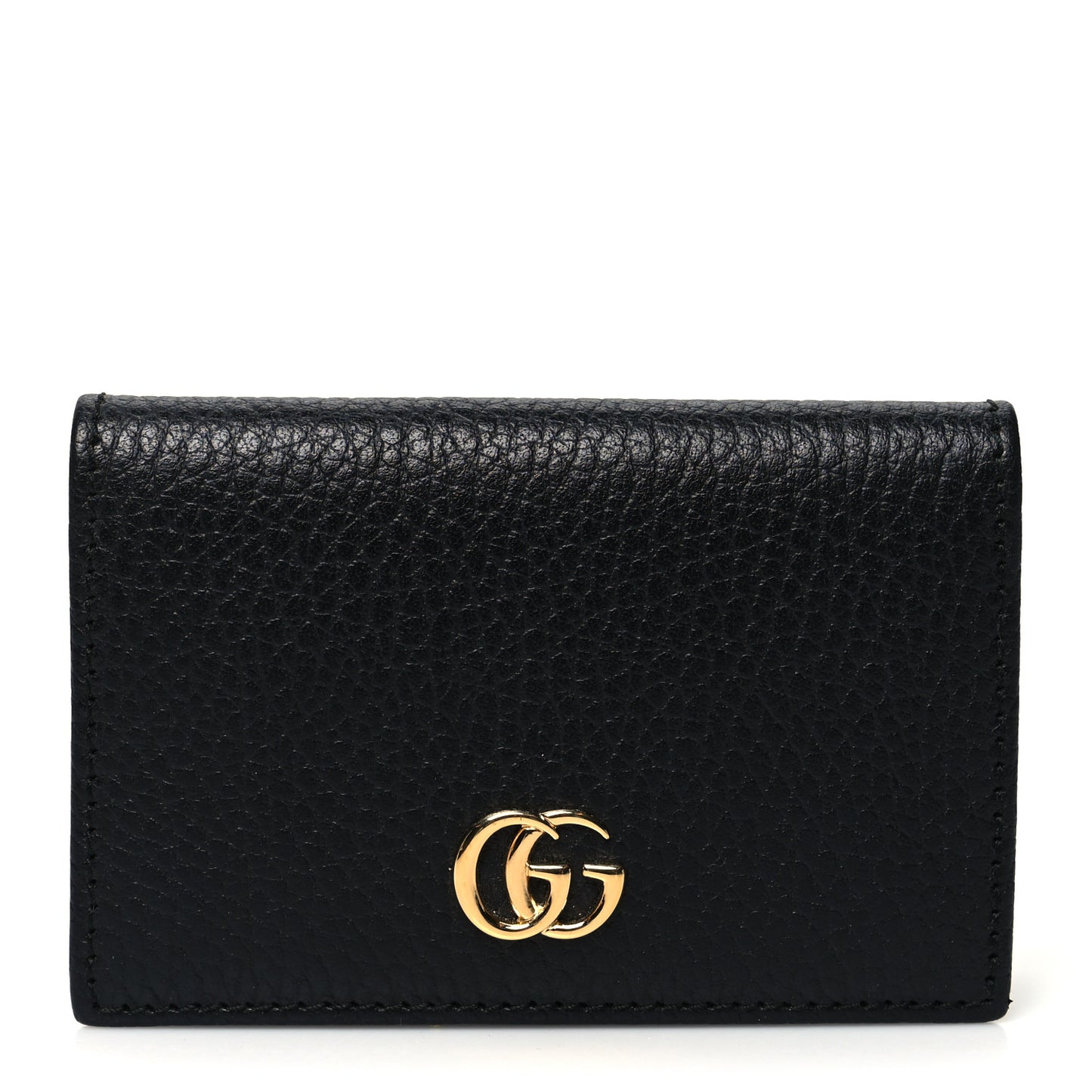 Pebbled Calfskin GG Marmont Card Case Black