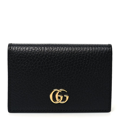 Gucci Pebbled Calfskin GG Marmont Card Case Black 1 of 11
