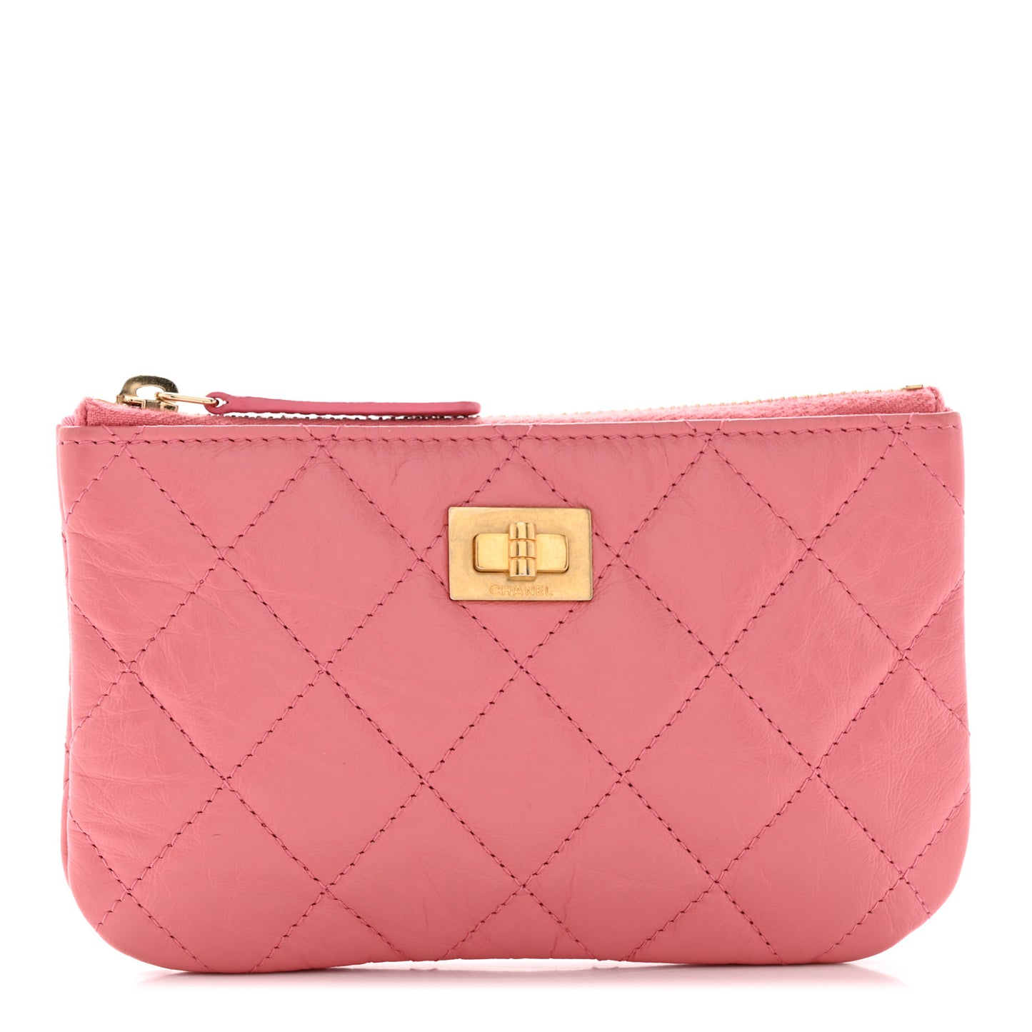 Aged Calfskin Quilted Small Reissue Cosmetic Case Pink