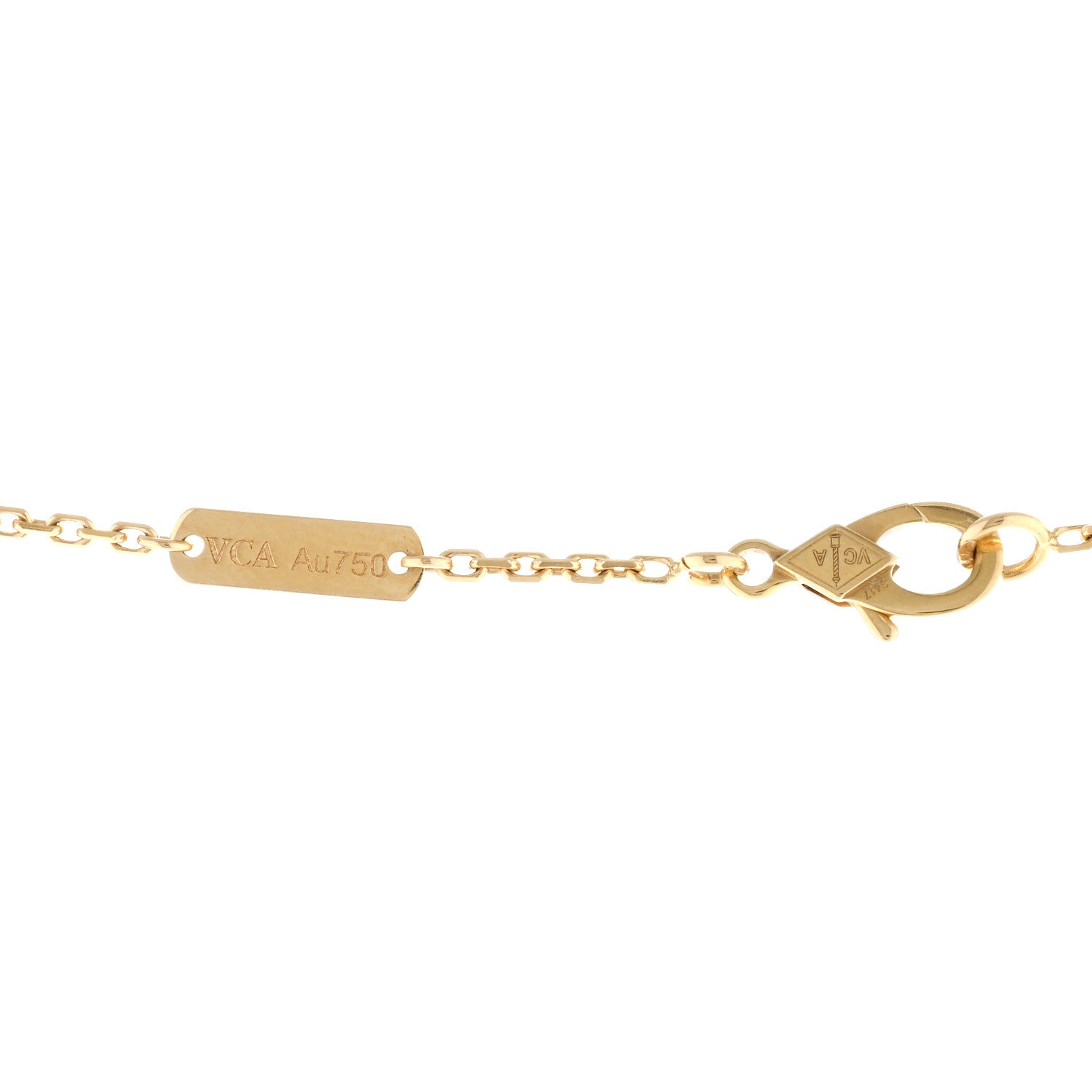 Van Cleef & Arpels 18K Yellow Gold Diamond Yellow Mother of Pearl Vintage Alhambra Pendant Necklace 4 of 4