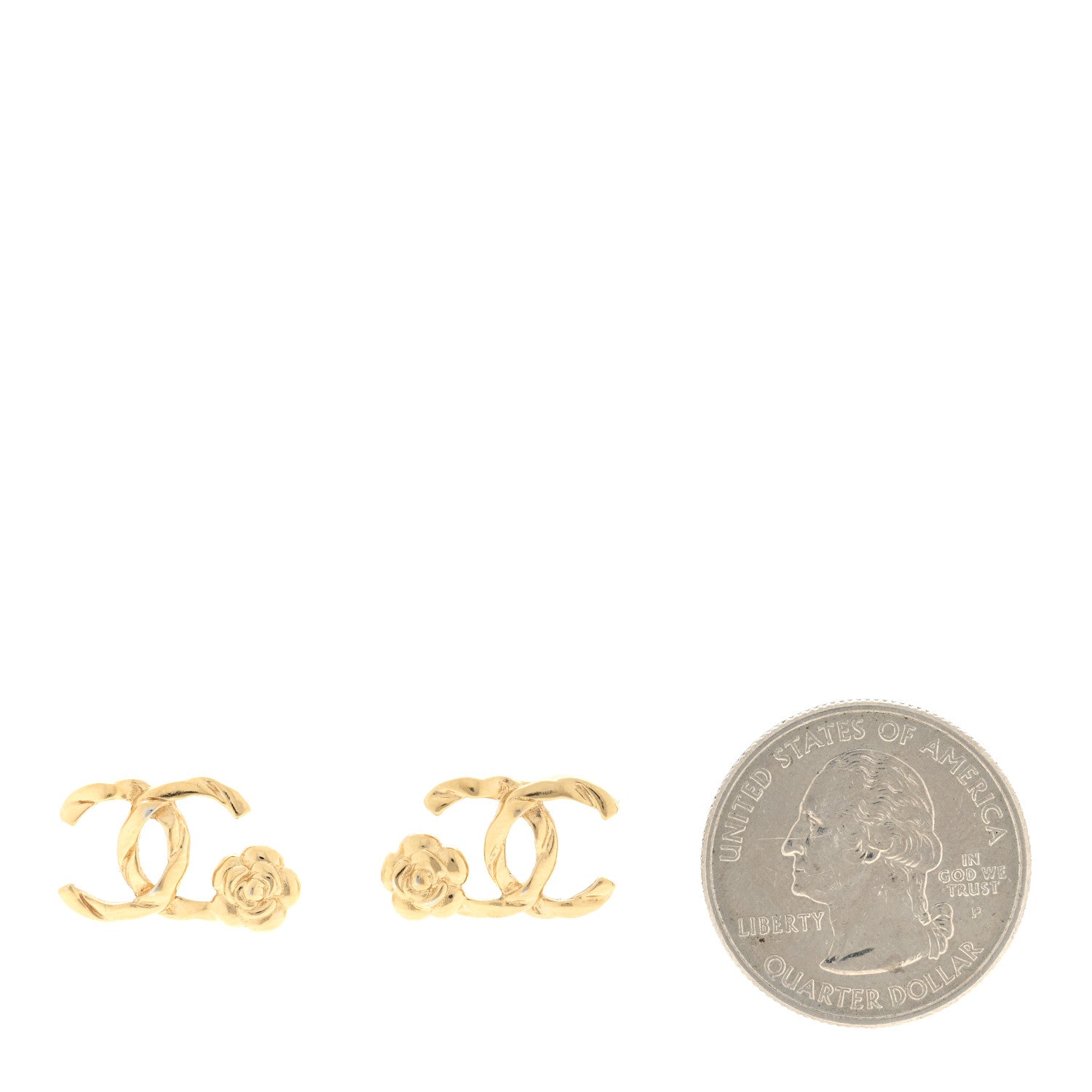 Chanel Metal CC Flower Earrings Gold 2 of 4