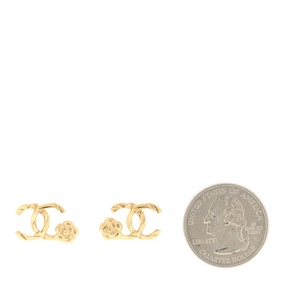Chanel Metal CC Flower Earrings Gold 2 of 4