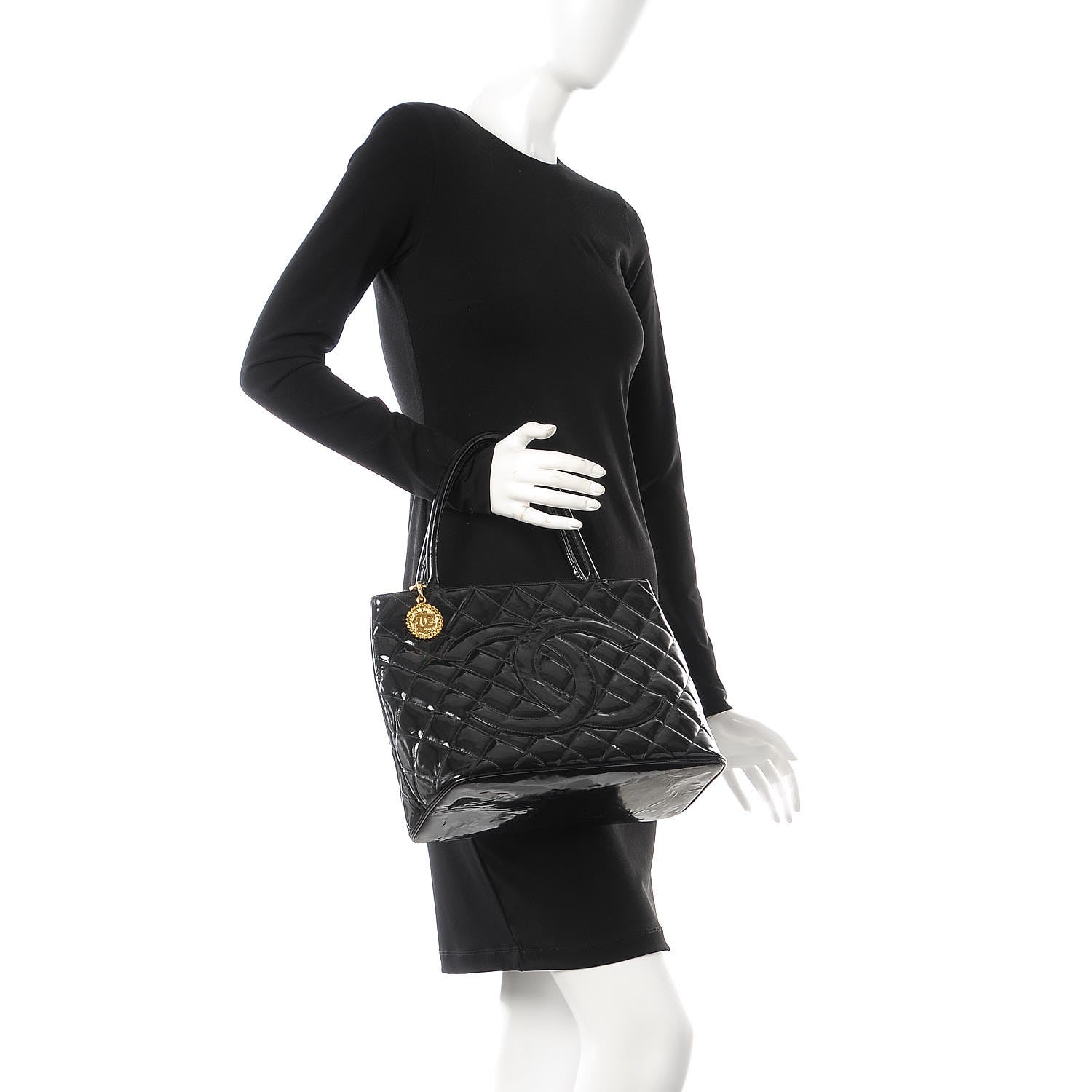 Chanel Patent Medallion Tote Black 2 of 13