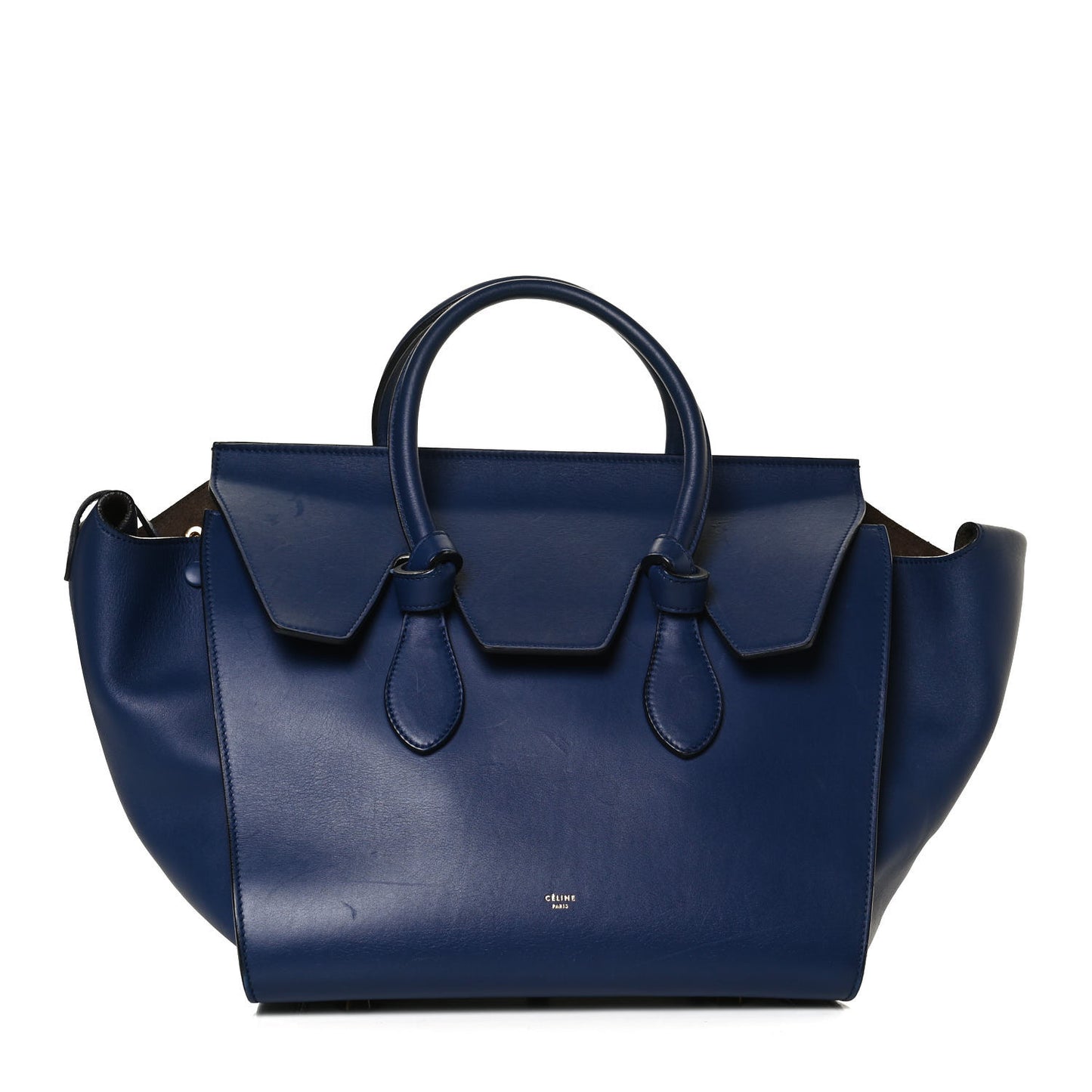 Smooth Calfskin Small Tie Knot Tote Dark Indigo