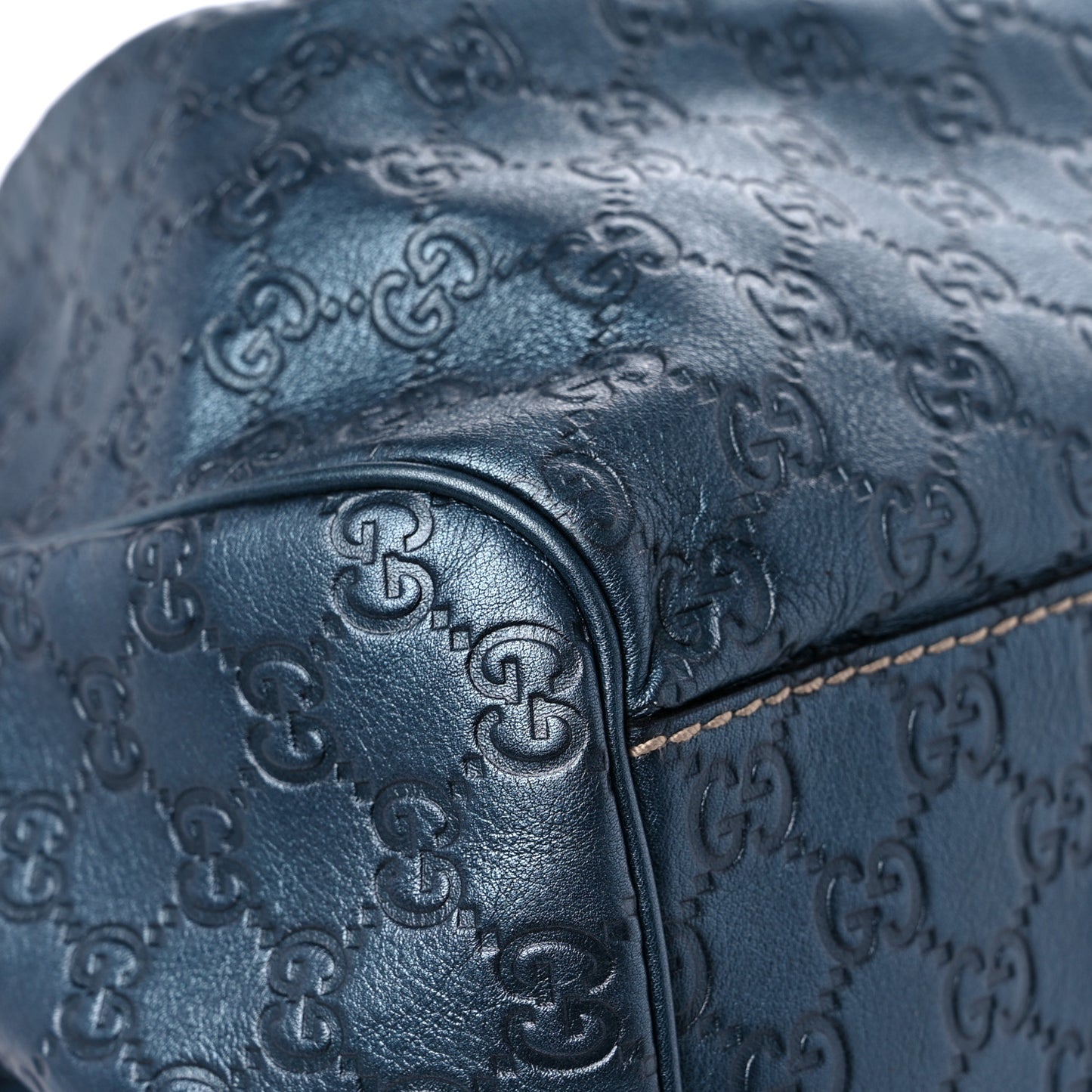 Metallic Guccissima Large Sukey Tote Blue