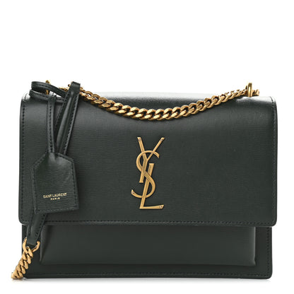 Saint Laurent Calfskin Medium Monogram Sunset New Vert Fonce 1 of 8