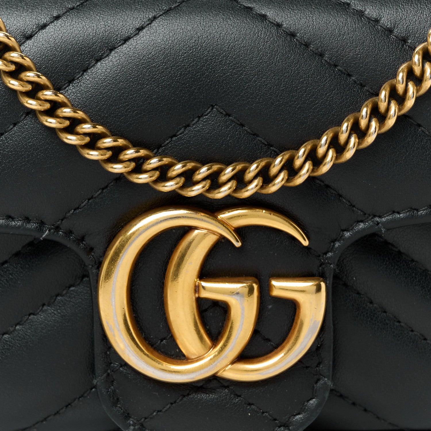 Gucci Calfskin Matelasse Super Mini GG Marmont Shoulder Bag Black 8 of 10