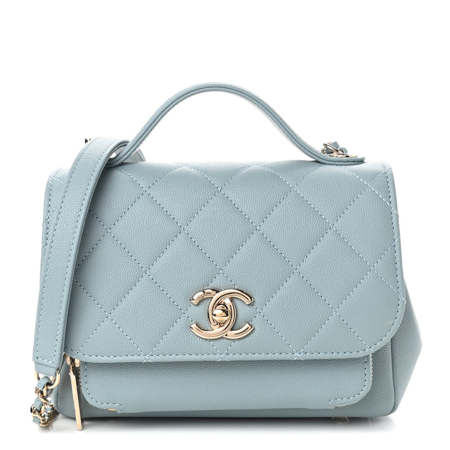 Caviar Quilted Mini Business Affinity Flap Light Blue