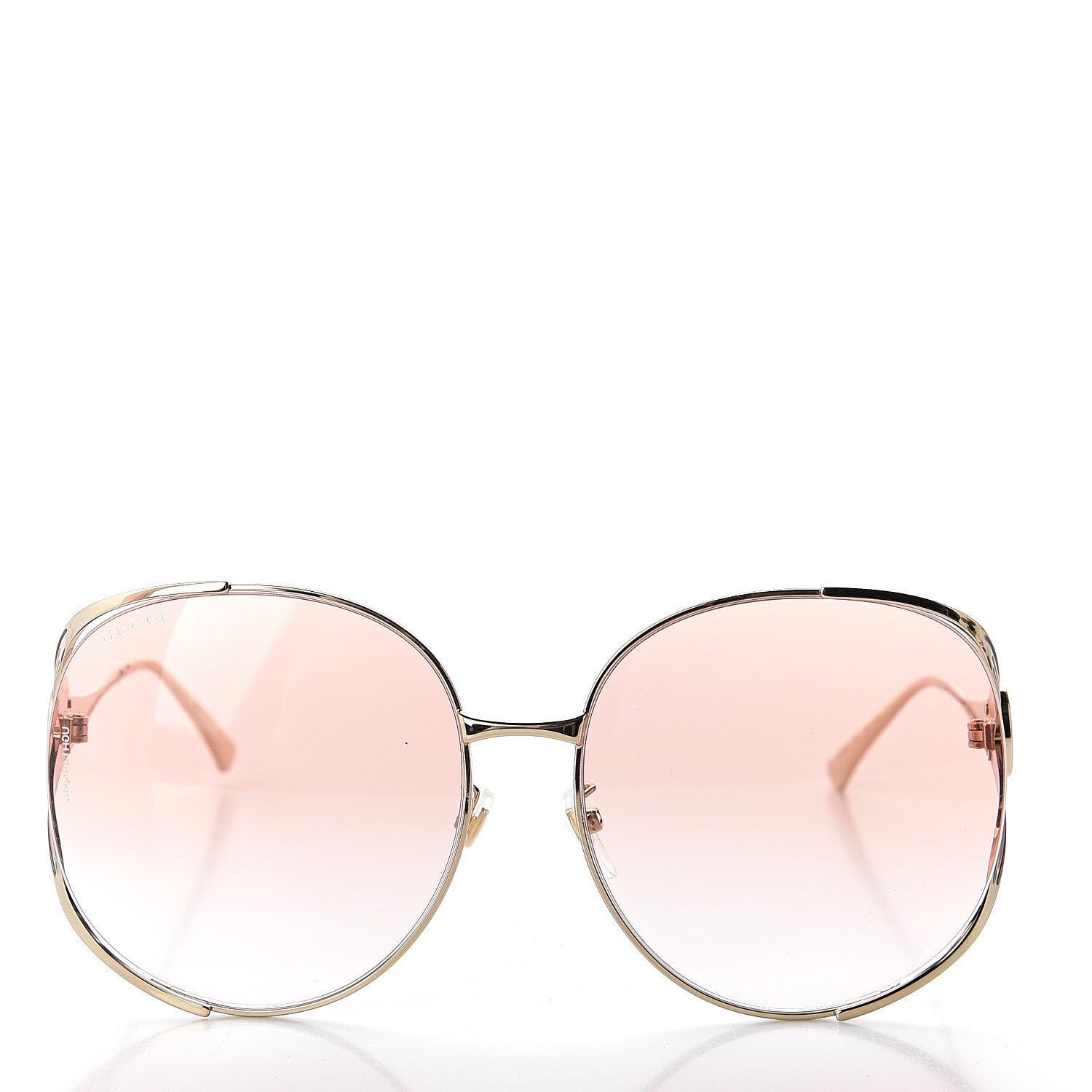 Gucci Metal Oversized Round Frame GG0225S Sunglasses Gold 2 of 9