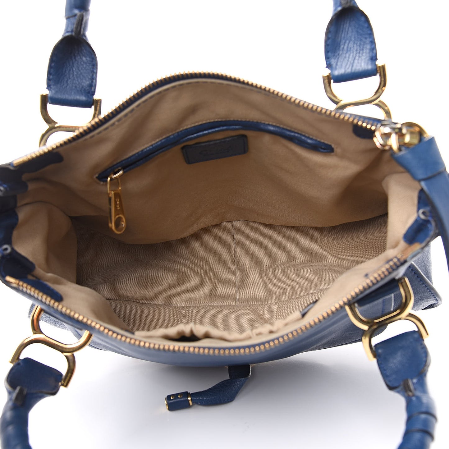 Natural Grain Calfskin Medium Marcie Nude Satchel Factory Blue